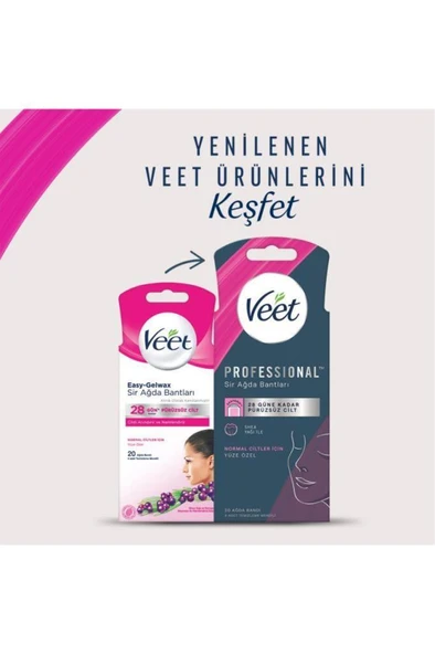 Veet Professional Sir Ağda Bandı Yüz Bölgesi Normal Ciltler 20'li - 2