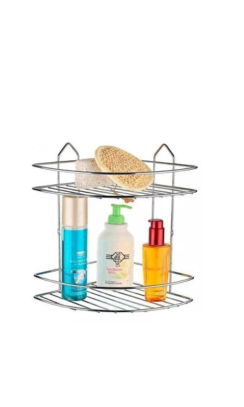 SAS Banyo Aksesuar Seti 4 Lü Krom , Paslanmaz Köşelik Duş Rafı Şampuanlık Krom EK-02 - Resim 2