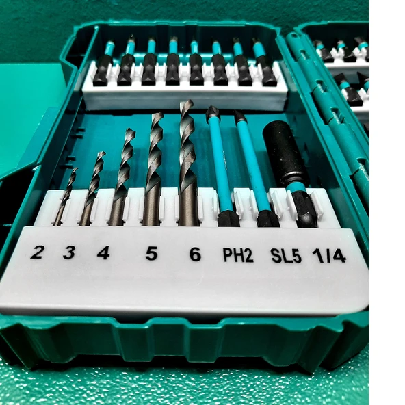 Mıknatıslı Darbeli Bits Uç Seti 49 'lu Set PZ PH SL Torx HSS Delme Ucu Somun Adaptör Ucu Tutucu - Resim 7