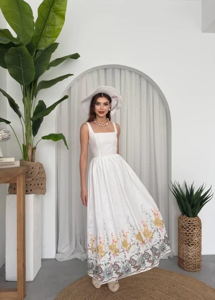 Mazi Çiçek Desenli Elbise - Resim 7