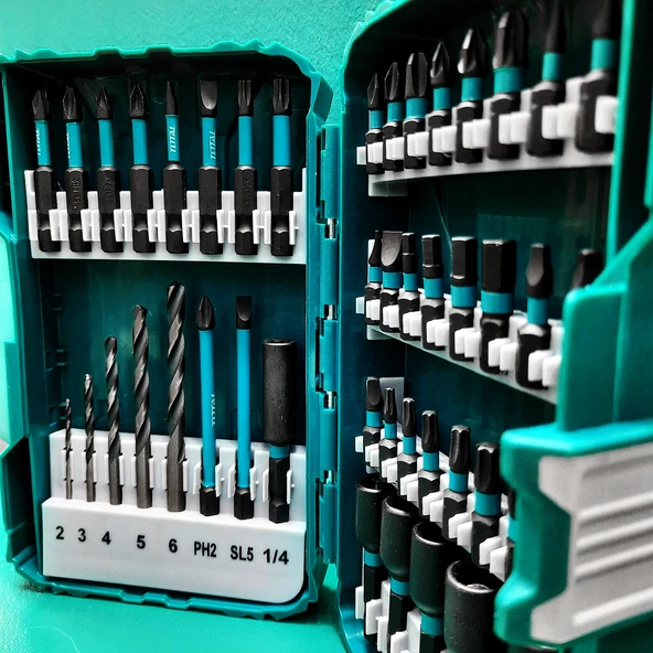 Mıknatıslı Darbeli Bits Uç Seti 49 'lu Set PZ PH SL Torx HSS Delme Ucu Somun Adaptör Ucu Tutucu - Resim 3