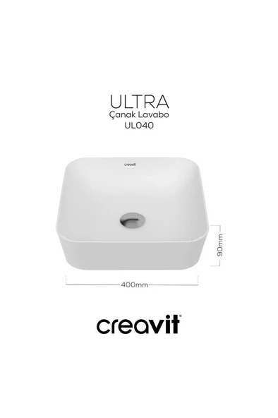 Ultra Kare Çanak Lavabo 40 Cm Beyaz Ul040-00cb00e-0000 - Resim 6
