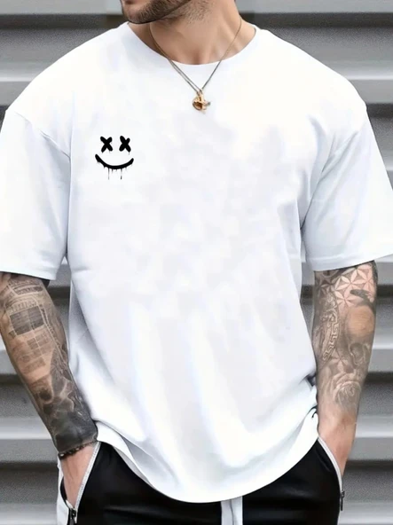 Erkek Kısa Kollu Bisiklet Yaka Baskılı Süprem Bluz - Resim 3