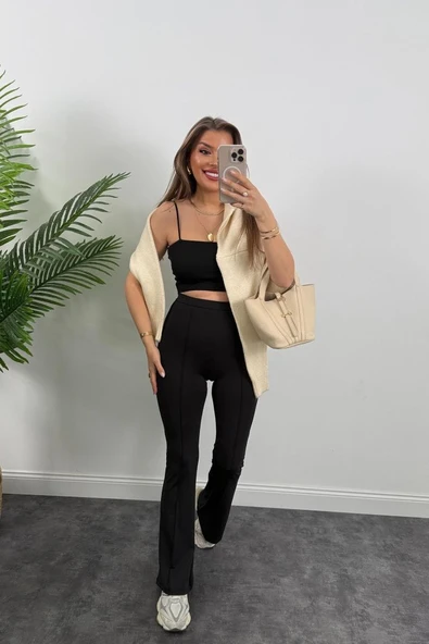 Kadın Amazon Kumaş çımalı Tayt - Resim 5