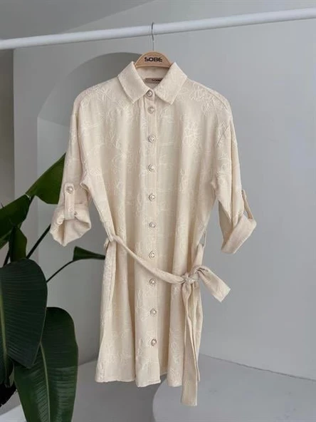 Süzene Nakışlı Ve Gold Düğmeli Elbise 2742 - Resim 10