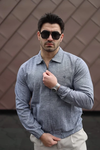 Erkek Pamuklu Keten Kumaş Ceket - Resim 6