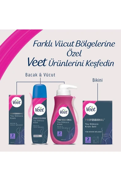 Veet Professional Bikini Bölgesi Tüy Dökücü Krem Seti 50ml+50ml - Resim 7