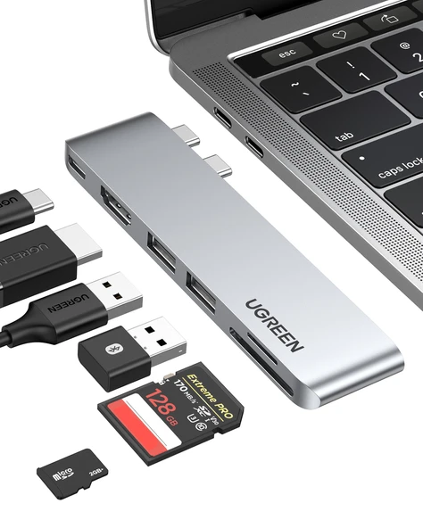 UGREEN 6'sı 1 Arada 2 USB 3.0 100W 6K PD Port Çoklayıcı Hub, 80856 - 2