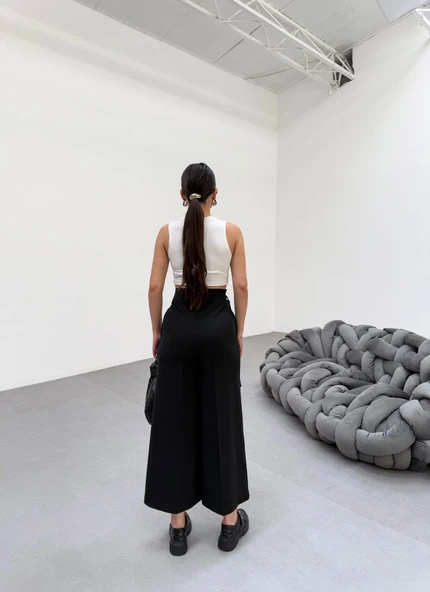 230 Gr Poly Viscose Full Lycra Metal Toka Aksesuarli Pantolon - Resim 2