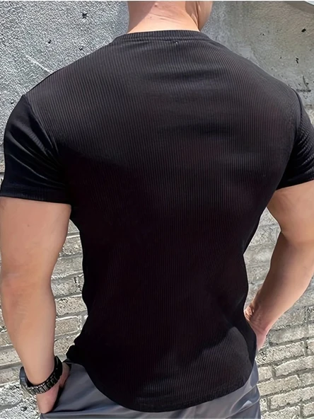 Erkek Kısa Kollu Bisiklet Yaka Burgu Bluz - Resim 2