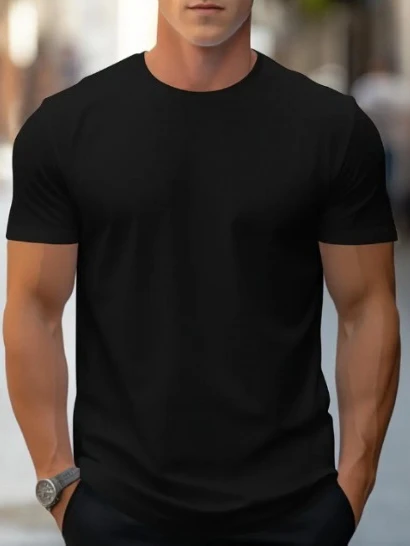 Erkek Kısa Kollu Bisiklet Yaka Iki Iplik Bluz - Resim 3