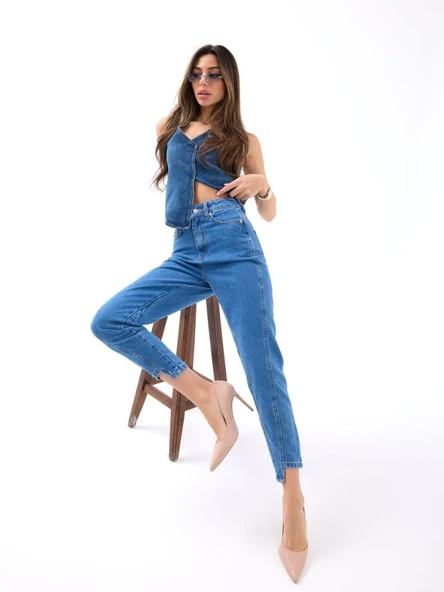 5682 KOT PANTOLON-KOYU MAVİ - Resim 2