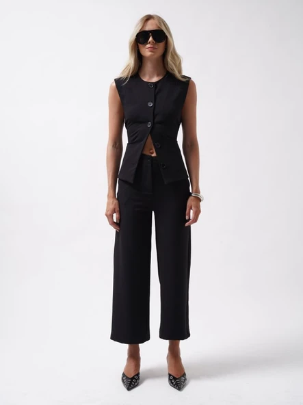 Bol Paça Midi Boy Pantolon - Resim 3