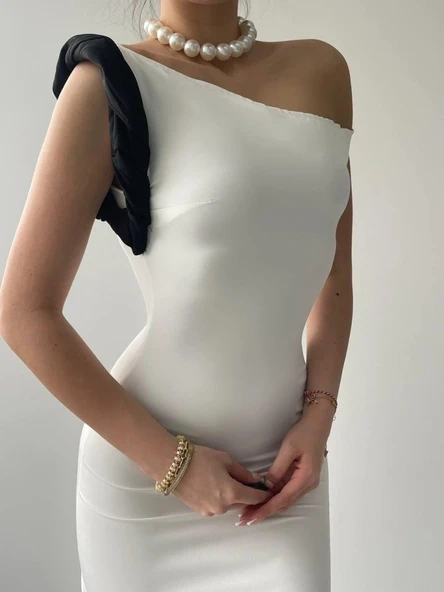 Jovani Omuz Detaylı Elbise - Resim 4