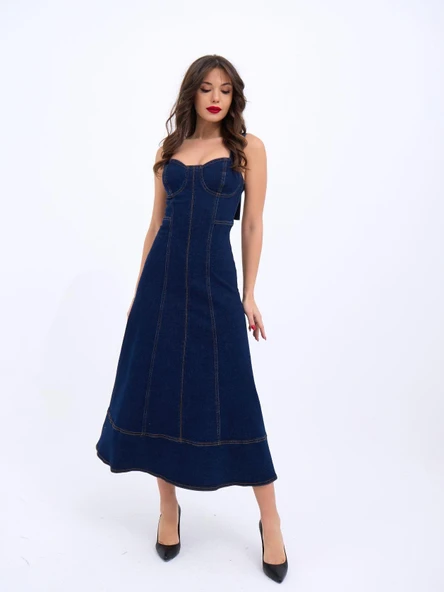 7090 KOT ELBİSE-MAVİ - Resim 3