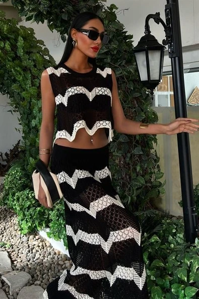 Shayna Ajurlu Crop Takım 9825 - Resim 4