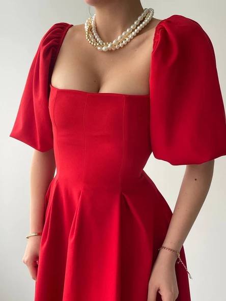 Benjamin Çan Etekli Midi Boy Elbise - Resim 4