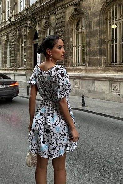 Lindsey Çiçek Desenli Elbise 2276-10 - Resim 3