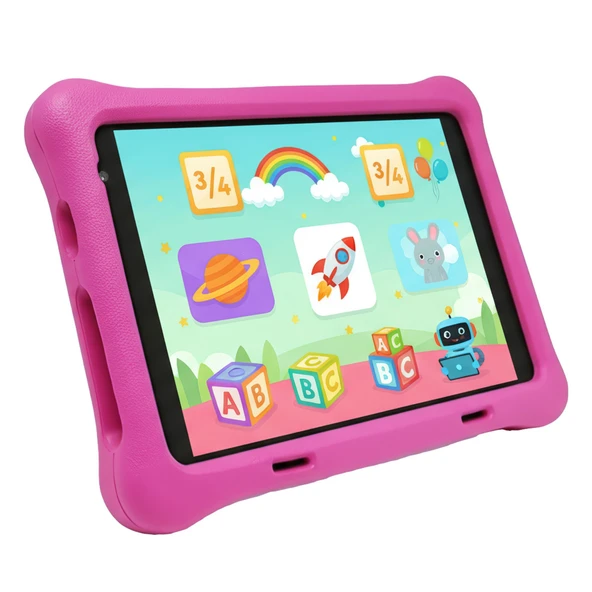NPO NPK01Pro 8" 1280x800 IPS Ekran 4GB 64GB Android14 A523 2.0GHz Antişok Kılıf Çocuk Tableti Pembe - 1