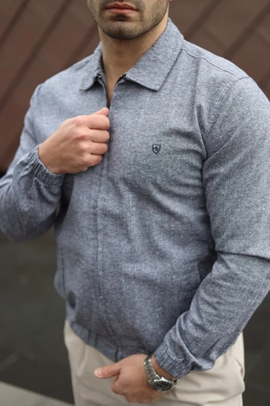 Erkek Pamuklu Keten Kumaş Ceket - Resim 2