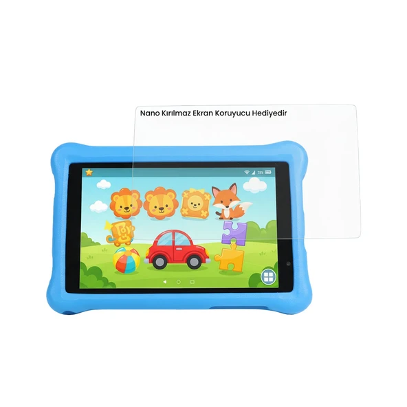 NPO NPK01Pro 8" 1280x800 IPS Ekran 4GB 64GB Android14 A523 2.0GHz Antişok Kılıf Çocuk Tableti Mavi - 3
