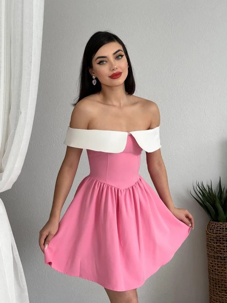 Nalia Beyaz Yakalı Elbise - Resim 3