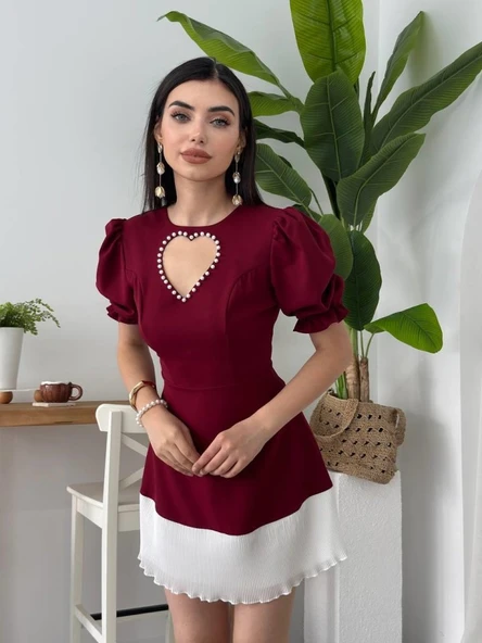 Safe Kalp Detaylı Elbise - Resim 3