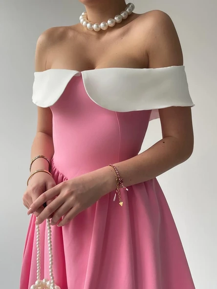 Nalia Beyaz Yakalı Elbise - Resim 5