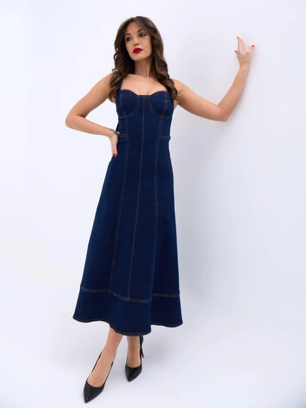 7090 KOT ELBİSE-MAVİ - Resim 5