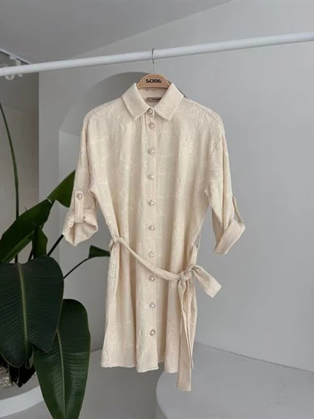 Süzene Nakışlı Ve Gold Düğmeli Elbise 2742 - Resim 9