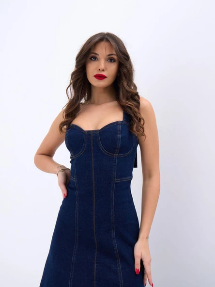 7090 KOT ELBİSE-MAVİ - Resim 4