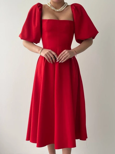 Benjamin Çan Etekli Midi Boy Elbise - Resim 2