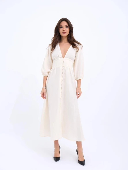 7096 ELBİSE-KREM ürün görseli