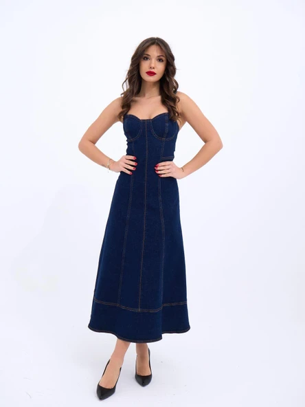 7090 KOT ELBİSE-MAVİ ürün görseli