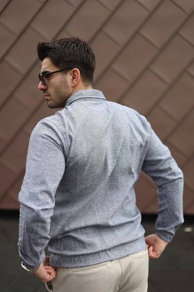 Erkek Pamuklu Keten Kumaş Ceket - Resim 3