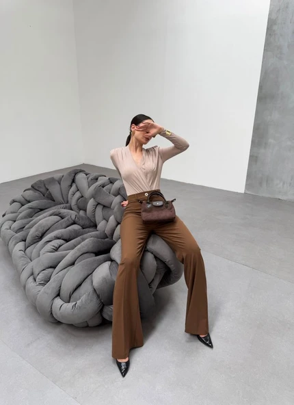 230 Gr Poly Viscose Full Lycra İspanyol Paça Pantolon ürün görseli