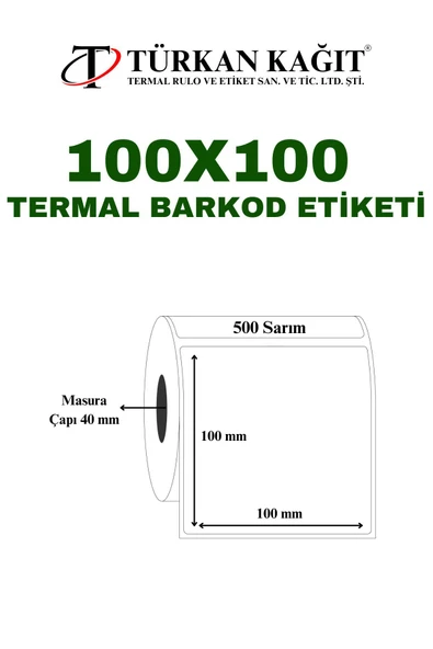 RULORULO 100x100 Termal Barkod Etiketi 500 Sarım 48 Adet Rulo - 2