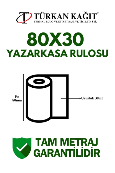 80x30 Termal Rulo - Yazarkasa Adisyon Rulosu 1 Paket 10 Adet - 2