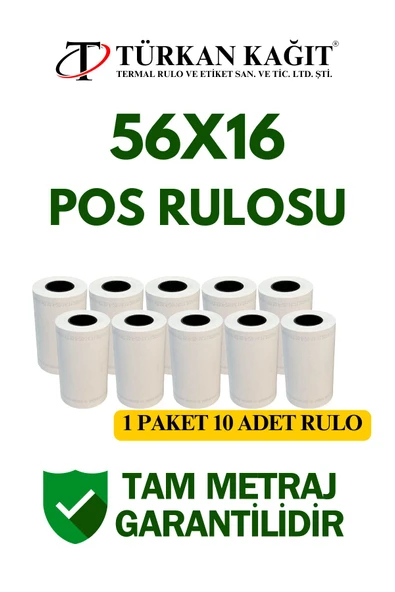 56x16 Termal Rulo - Yazarkasa Pos Rulosu 5 Paket 50 Adet