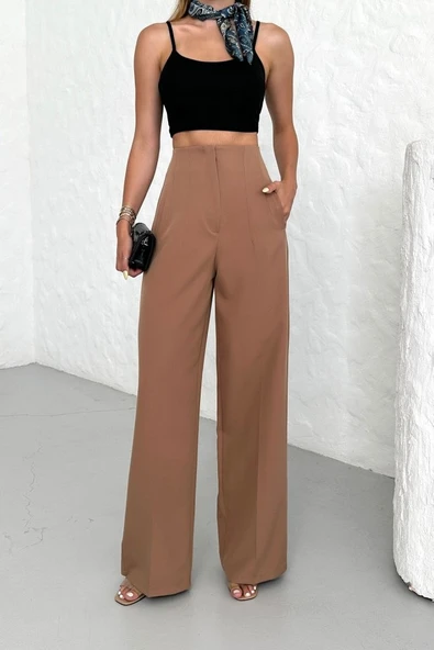 Yüksek Bel Pensli̇ Palazzo Pantolon - Resim 3