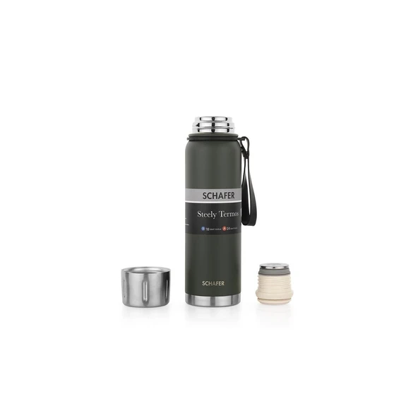Çelik Termos 750 ML Yeşil Renk ve Plastik Kamp Sehpası - 2