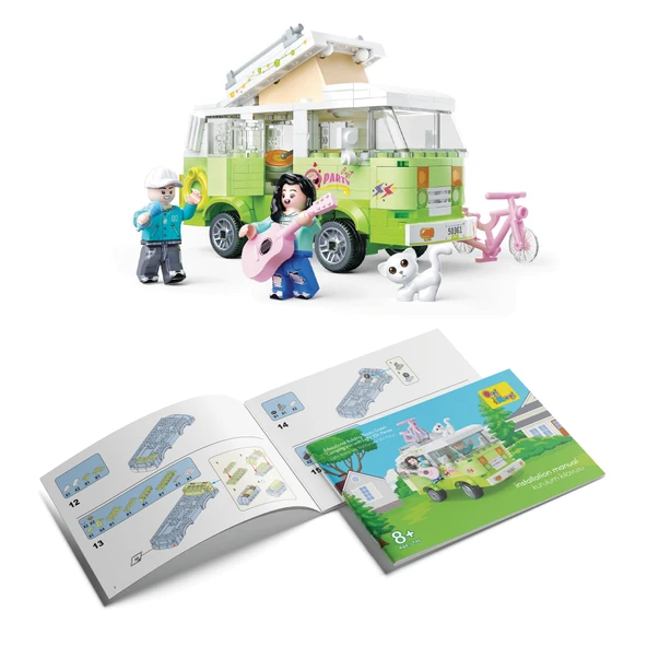 Ogi Mogi Toys Eğitici Bloklar Işıklı Yeşil Karavan 304 Parça, Lego Uyumlu Yapı Seti - 6