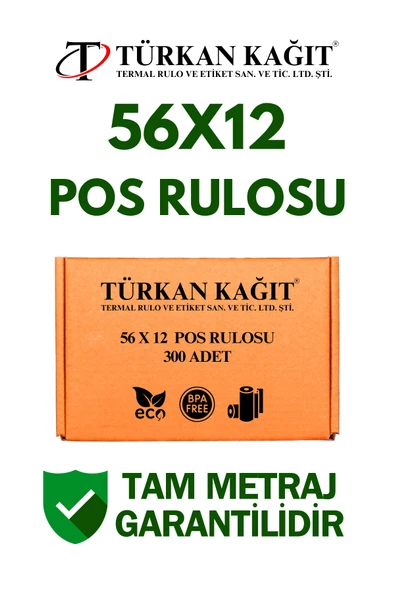 56x12 Termal Rulo - Yazarkasa Pos Rulosu 30 Paket 300 Adet - 1