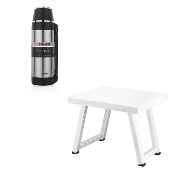 Çelik Termos 1500 ML İnox Renk ve Kamp Sehpası Katlanır Model