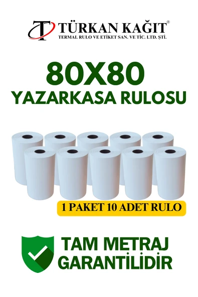 80x80 Termal Rulo - Yazarkasa Adisyon Rulosu 5 Paket 50 Adet