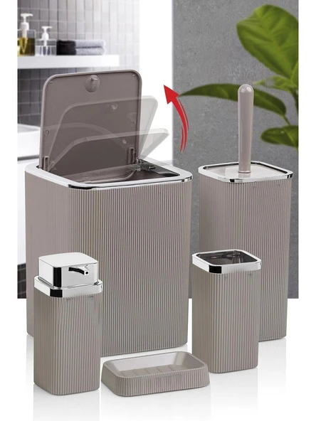 Banyo Seti Plastik Vizon Renk 5 Parça ürün görseli