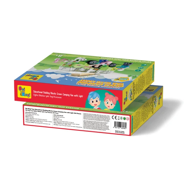 Ogi Mogi Toys Eğitici Bloklar Işıklı Yeşil Karavan 304 Parça, Lego Uyumlu Yapı Seti - 5