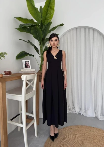 Late Yıldız Detaylı Elbise - Resim 6