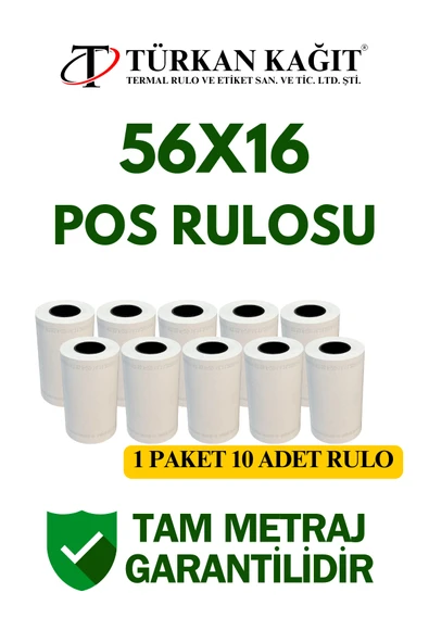 56x16 Termal Rulo - Yazarkasa Pos Rulosu 40 Paket 400 Adet