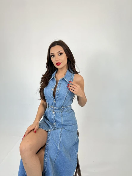 6969 KOT ELBİSE-MAVİ - Resim 5